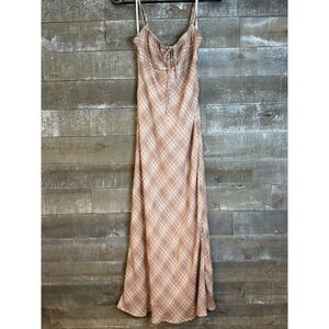 Princess Polly Plaid Maxi Dress Womens Size 2 Tan